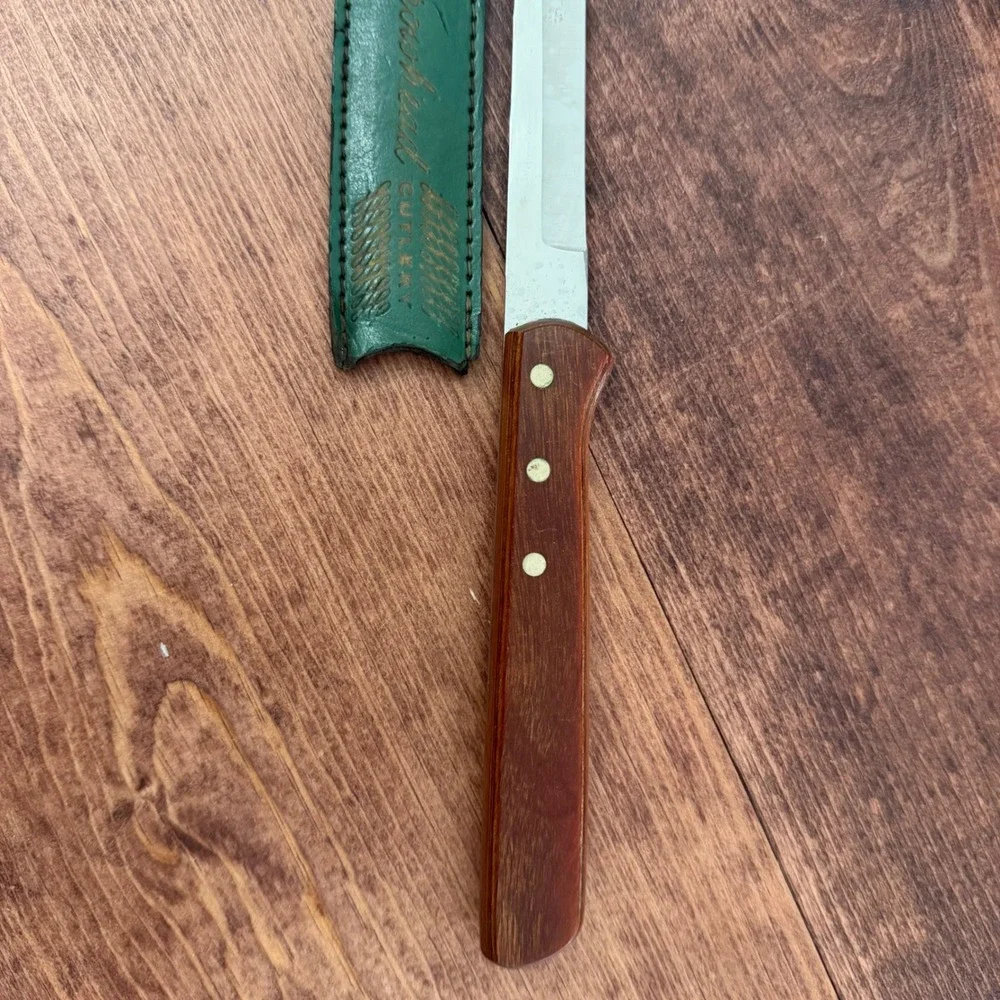 Flint Arrowhead USA Stainless Vanadium Slicer Knife 2495 Wood Handle with Sheath